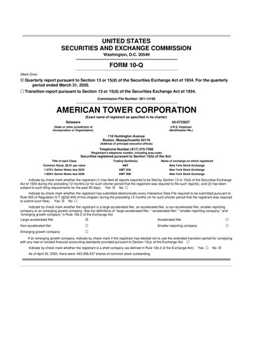 Thumbnail American Tower 10-Q Quarterly Report FY2020 