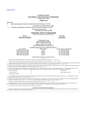 Thumbnail American Tower 10-K Annual Report 2020