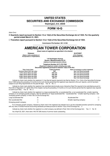 Thumbnail American Tower 10-Q Quarterly Report FY2021 