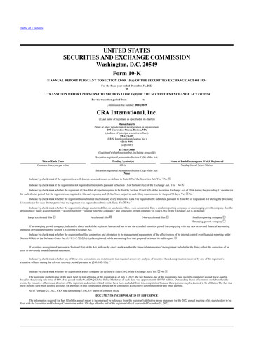 Thumbnail CRA International
 10-K Annual Report 2022