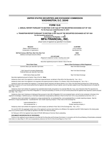 Thumbnail MFA Financial 10-K Annual Report 2014