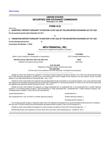 Thumbnail MFA Financial 10-Q Quarterly Report FY2017 