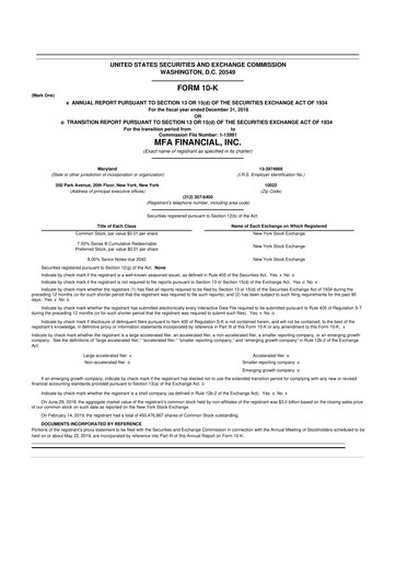 Thumbnail MFA Financial 10-K Annual Report 2018