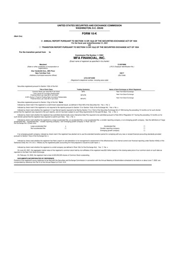 Thumbnail MFA Financial 10-K Annual Report 2021