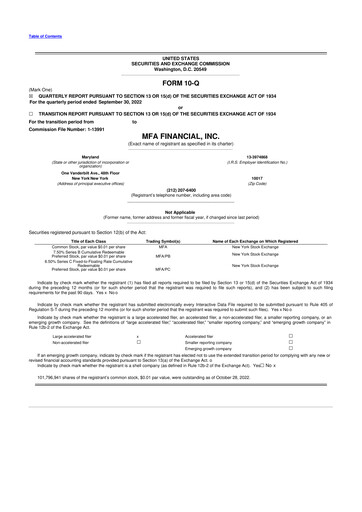 Thumbnail MFA Financial 10-Q Quarterly Report FY2022 