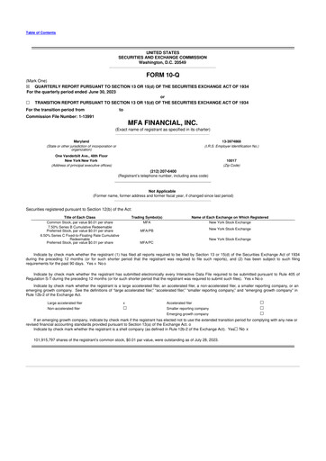 Thumbnail MFA Financial 10-Q Quarterly Report FY2023 