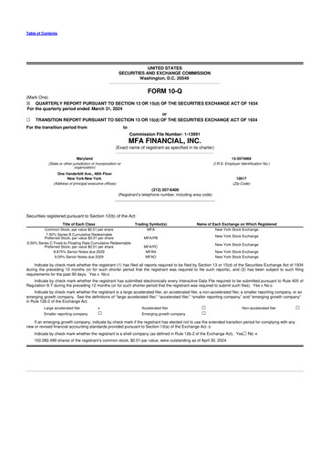 Thumbnail MFA Financial 10-Q Quarterly Report FY2024 