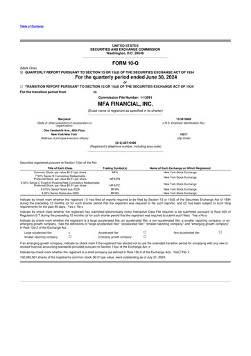 Thumbnail MFA Financial 10-Q Quarterly Report FY2024 