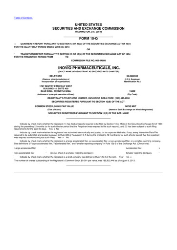 Vorschaubild Inovio Pharmaceuticals 10-Q Quartalsbericht 2013 