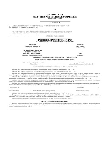 Thumbnail Inovio Pharmaceuticals 10-K Annual Report 2013