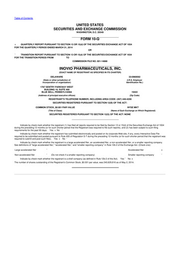 Vorschaubild Inovio Pharmaceuticals 10-Q Quartalsbericht 2014 