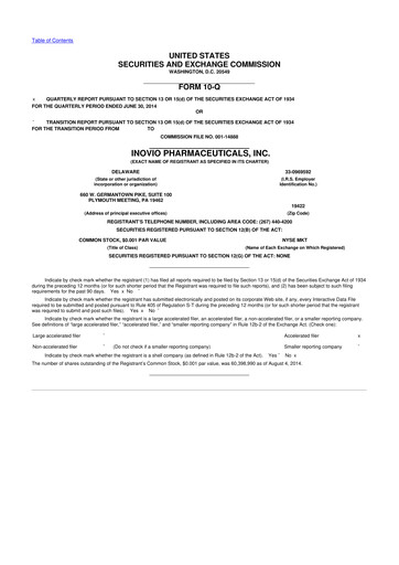 Vorschaubild Inovio Pharmaceuticals 10-Q Quartalsbericht 2014 