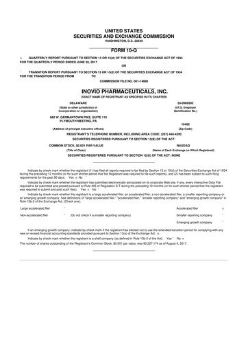 Vorschaubild Inovio Pharmaceuticals 10-Q Quartalsbericht 2017 
