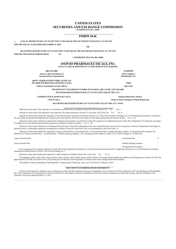 Thumbnail Inovio Pharmaceuticals 10-K Annual Report 2018