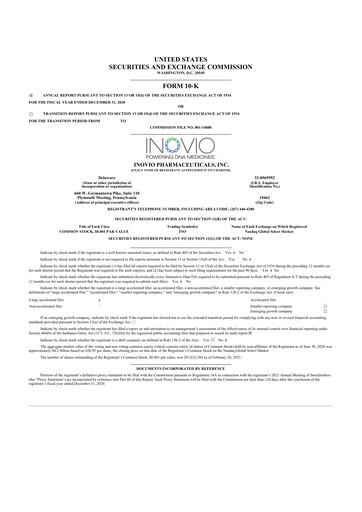 Thumbnail Inovio Pharmaceuticals 10-K Annual Report 2020