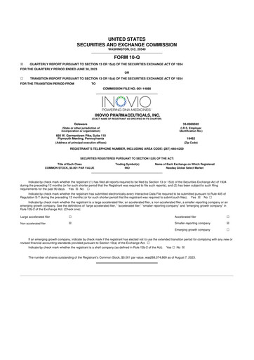 Vorschaubild Inovio Pharmaceuticals 10-Q Quartalsbericht 2023 