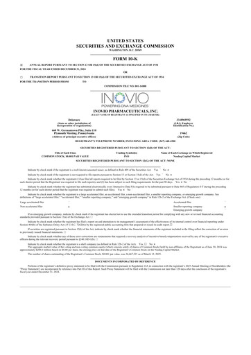 Thumbnail Inovio Pharmaceuticals 10-K Annual Report 2024
