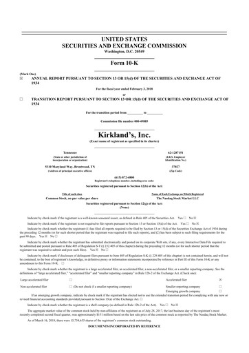 Thumbnail Kirkland's 10-K Annual Report 2017