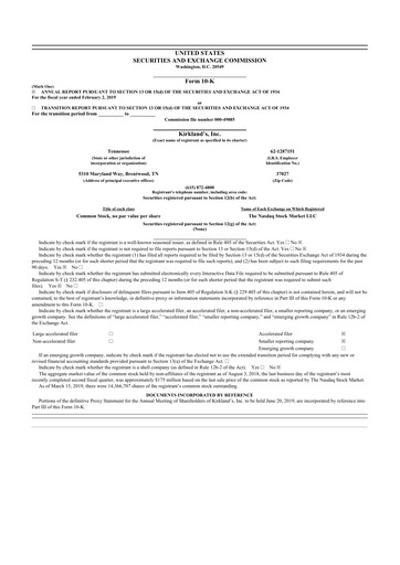 Thumbnail Kirkland's 10-K Annual Report 2018