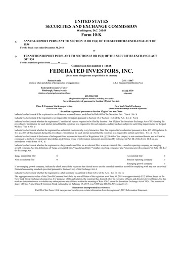 Thumbnail Federated Hermes
 10-K Annual Report 2018