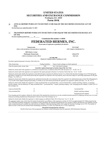 Thumbnail Federated Hermes
 10-K Annual Report 2019