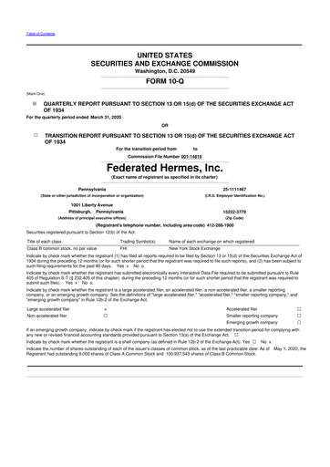 Thumbnail Federated Hermes
 10-Q Quarterly Report FY2020 