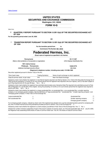 Thumbnail Federated Hermes
 10-Q Quarterly Report FY2020 