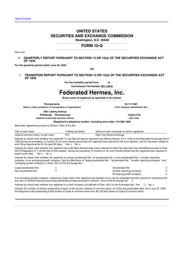 Thumbnail Federated Hermes
 10-Q Quarterly Report FY2022 