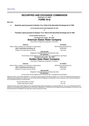 Thumbnail American States Water
 10-Q Quarterly Report FY2013 