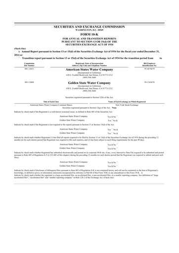 Thumbnail American States Water
 10-K Annual Report 2014