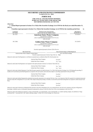 Thumbnail American States Water
 10-K Annual Report 2015