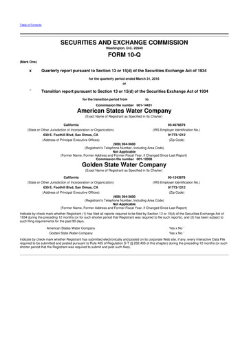 Thumbnail American States Water
 10-Q Quarterly Report FY2016 