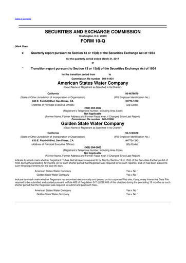 Thumbnail American States Water
 10-Q Quarterly Report FY2017 