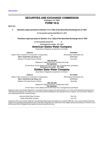 Thumbnail American States Water
 10-Q Quarterly Report FY2018 