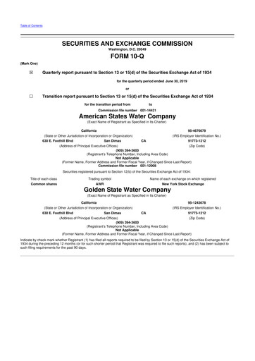 Thumbnail American States Water
 10-Q Quarterly Report FY 