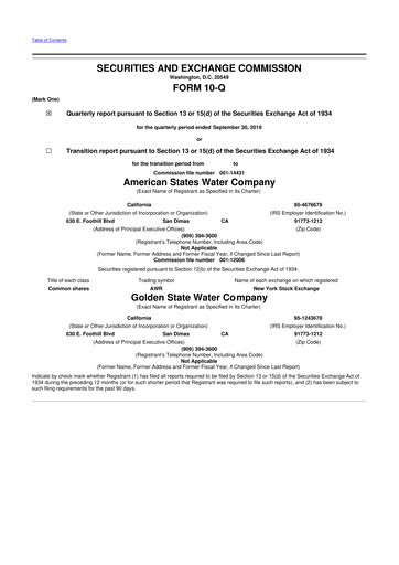 Thumbnail American States Water
 10-Q Quarterly Report FY 