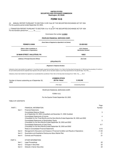 Vorschaubild Peoples Financial Services 10-Q Quartalsbericht  
