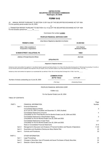 Vorschaubild Peoples Financial Services 10-Q Quartalsbericht  