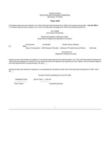 Vorschaubild Peoples Financial Services 10-Q Quartalsbericht  