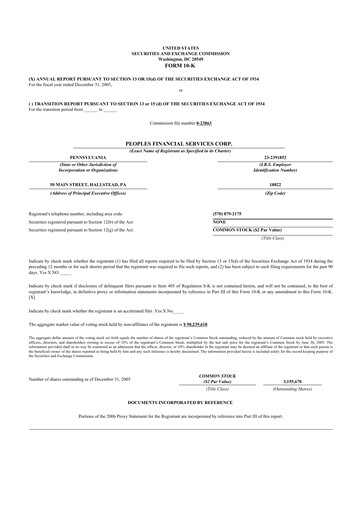 Thumbnail Peoples Financial Services 10-K Annual Report 