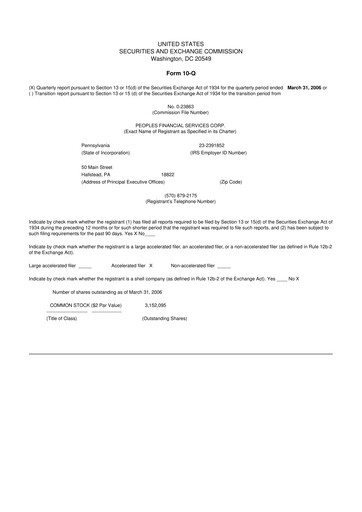 Vorschaubild Peoples Financial Services 10-Q Quartalsbericht  