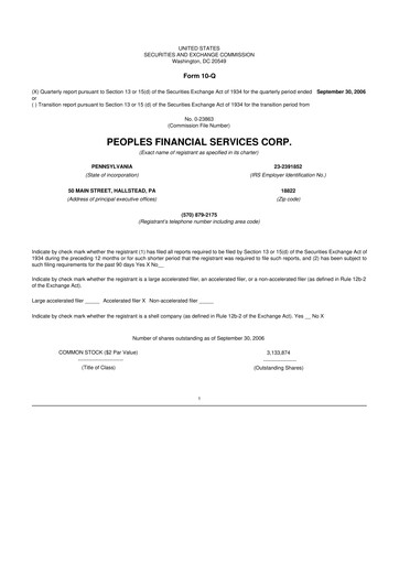 Vorschaubild Peoples Financial Services 10-Q Quartalsbericht  