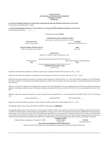 Thumbnail Peoples Financial Services 10-K Annual Report 