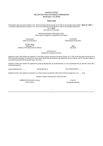 Vorschaubild Peoples Financial Services 10-Q Quartalsbericht  