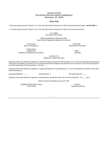 Vorschaubild Peoples Financial Services 10-Q Quartalsbericht  