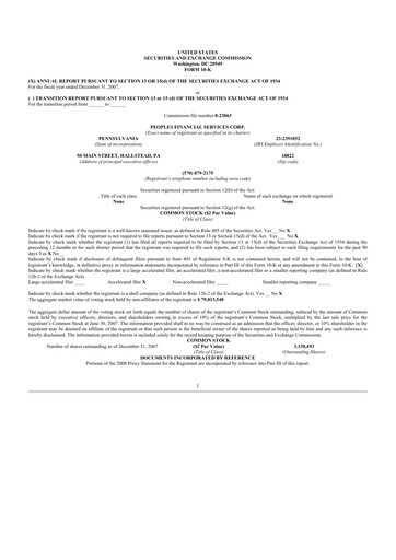 Thumbnail Peoples Financial Services 10-K Annual Report 