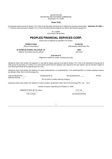 Vorschaubild Peoples Financial Services 10-Q Quartalsbericht  