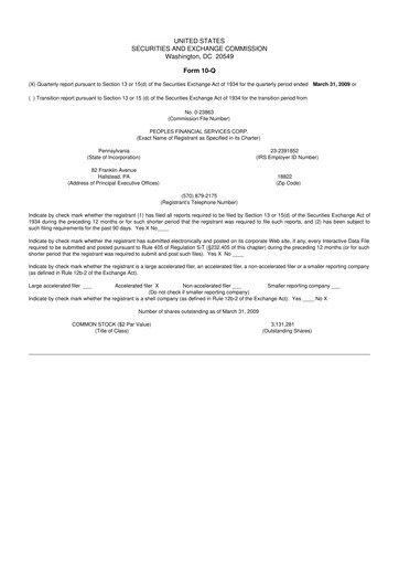 Vorschaubild Peoples Financial Services 10-Q Quartalsbericht  