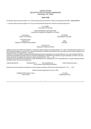 Vorschaubild Peoples Financial Services 10-Q Quartalsbericht  