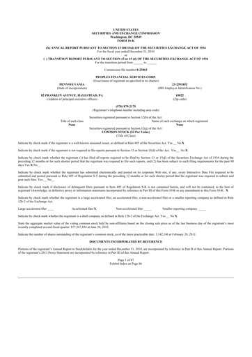 Thumbnail Peoples Financial Services 10-K Annual Report 